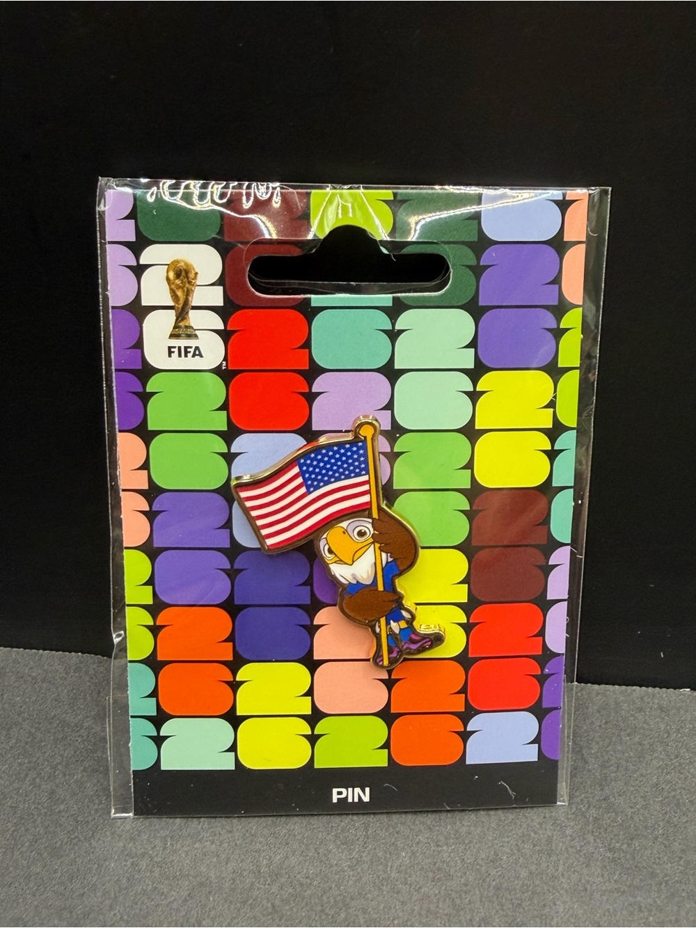 FIFA - Mascot Eagle Holding American Flag Enamel Pin - Multicolor-NWT